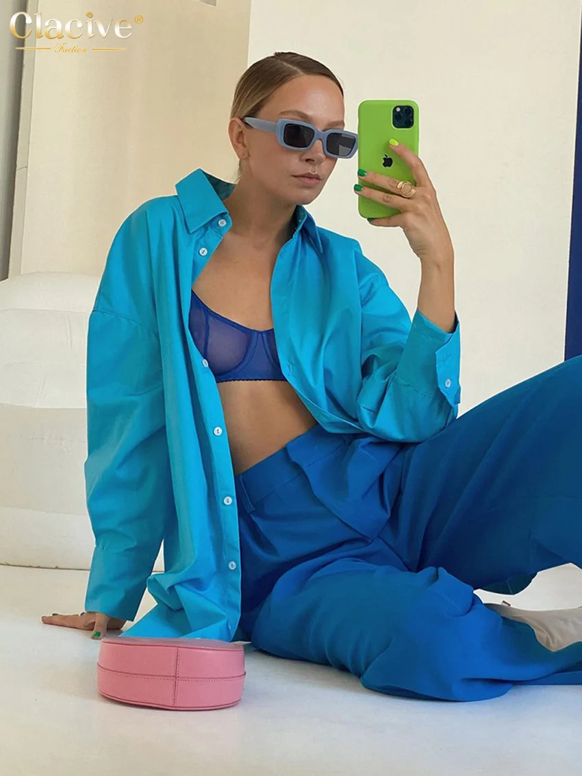 deanwangkt Casual Loose Pink Women'S Shirt  Elegant Long Sleeve Office Fashion Blouses Simple Blue Lapel Shirts Tops Female - Deanwangkt