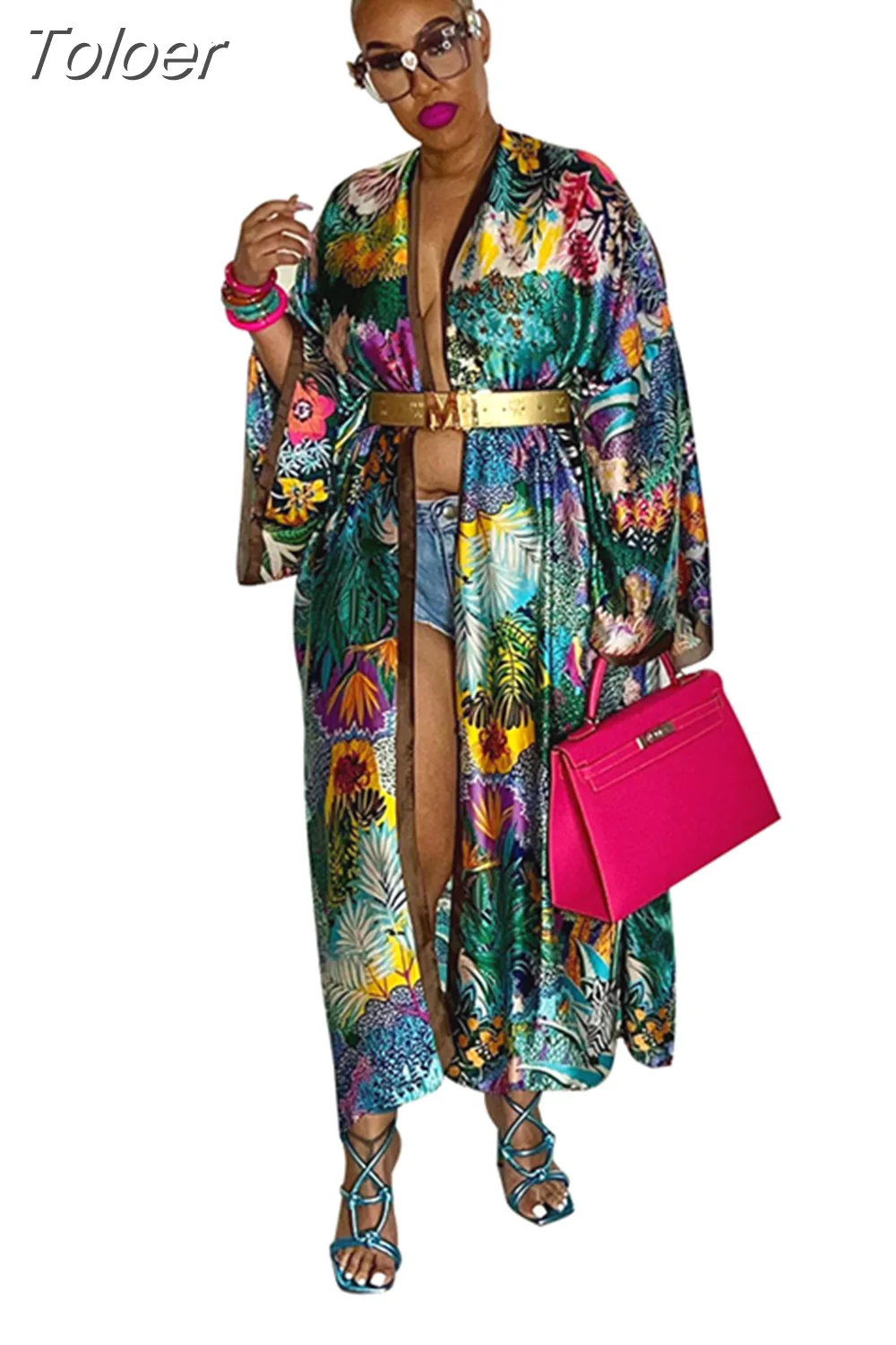 deanwangkt Fashion Printed Satin Shirts for Women Long Kimono Beach Cover Ups Ladies Blouse Vacation Oversized Cardigan D37-EF30 - Deanwangkt