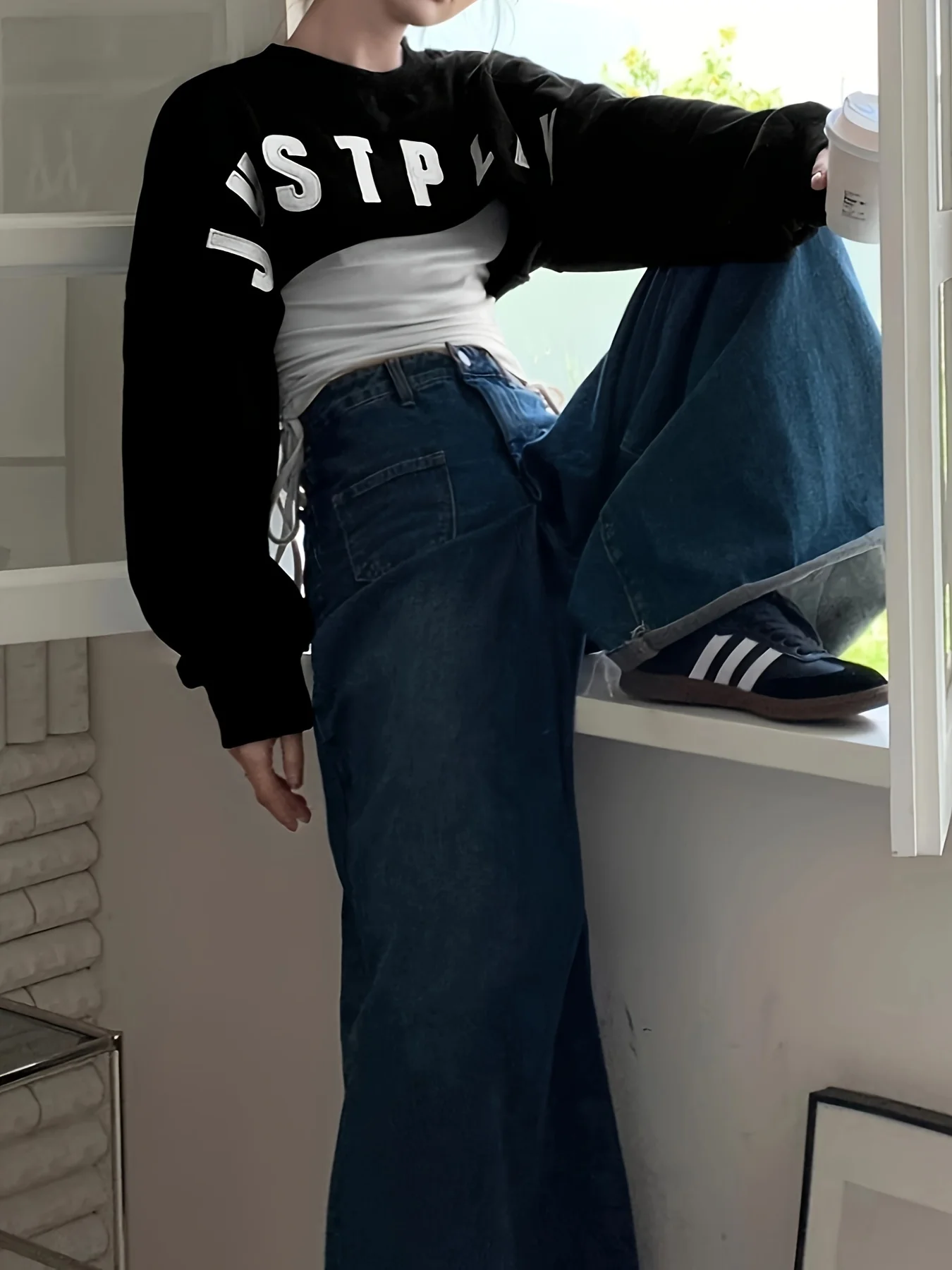 deanwangkt  Casual Two-piece Set, Solid Drawstring Ruched Tank Top & Crop Sweatshirt Outfits, Women's Clothing - Deanwangkt