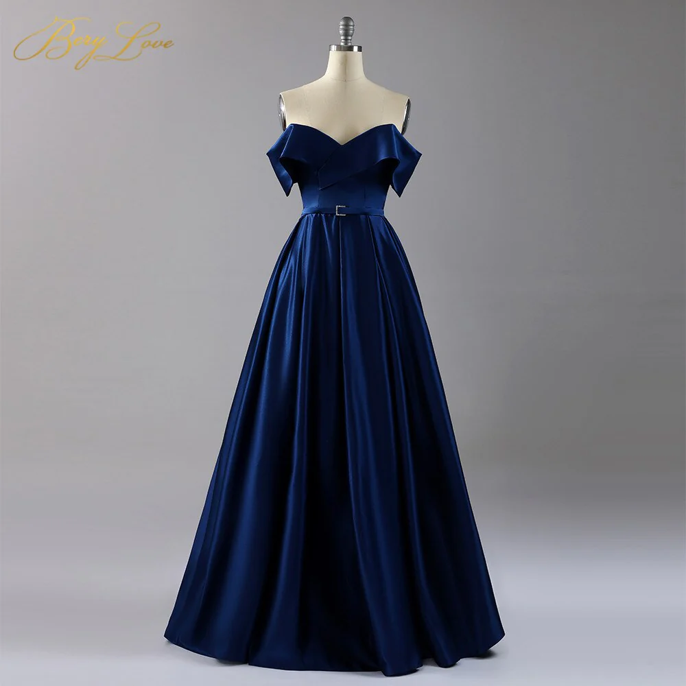 Off Shoulder Satin Evening Dresses Long Sexy High Slit Evening Gown Elegant High Waist Prom Dress Robe De Soiree - Deanwangkt
