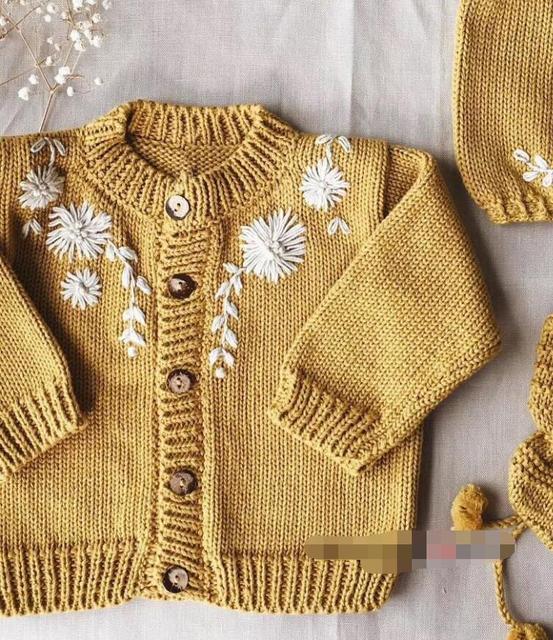 EnkeliBB Baby  Winter Kniting Coat and Hat Sweaters Lovely Rainbow Pattern Kids Girls Sweaters Baby Warm Brand Clohes - Deanwangkt