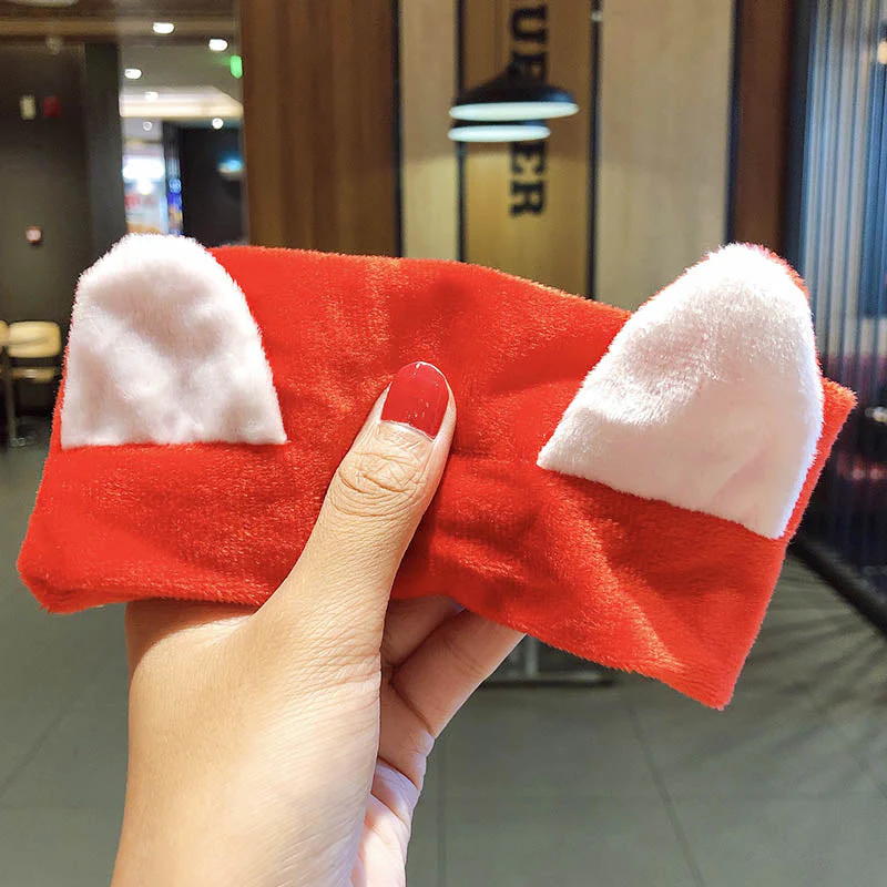 Wash Face Hair Holder Hairbands Soft Warm Coral Fleece Bow Animal Ears Headband For Women Girls Turban Fashion Hair Accessories - Deanwangkt