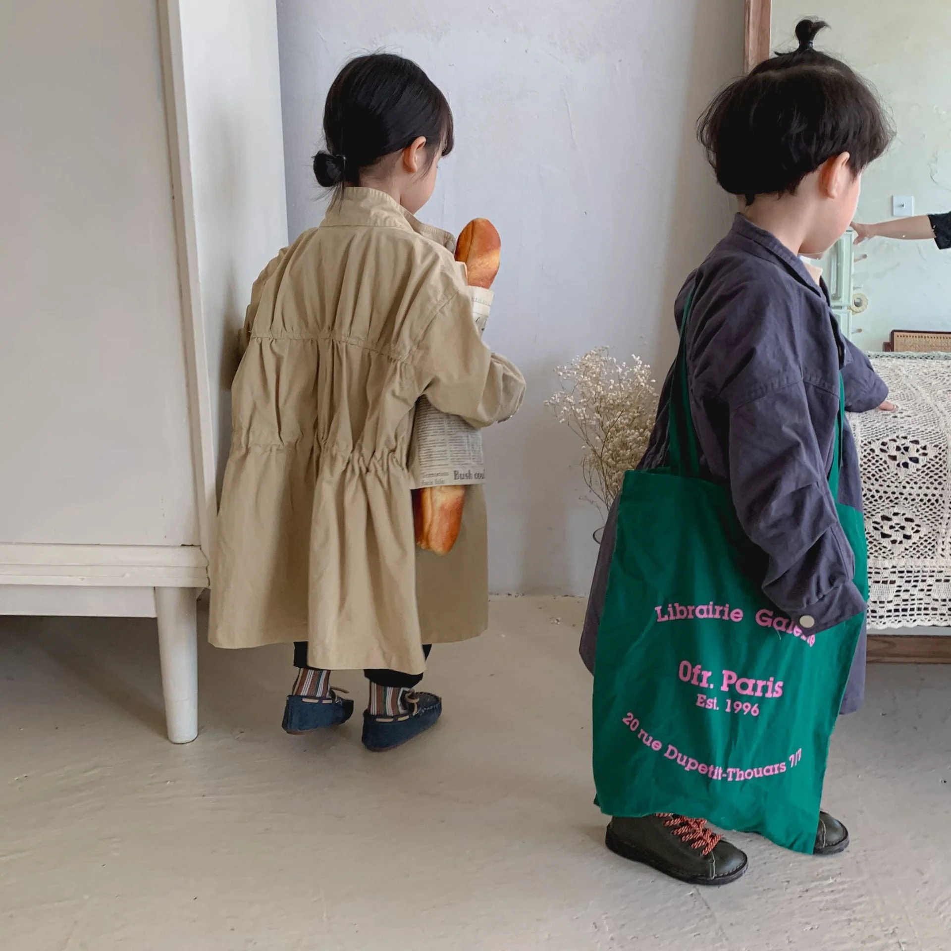 deanwangkt outerwear turn-down collar full sleeve knee length zipper soft casual comfortable simple modern autumn children unisex - Deanwangkt