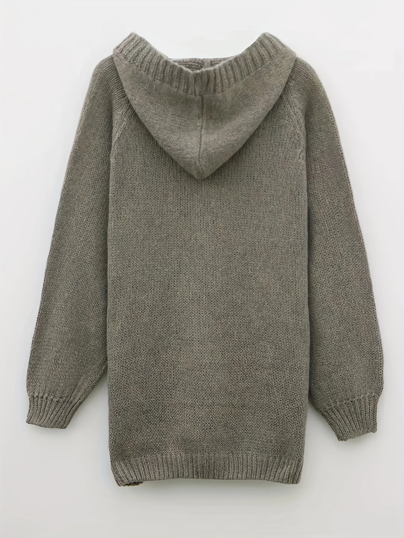 Solid Lace Up Drawstring Hooded Sweater, Casual Long Sleeve Loose Sweater For Fall & Winter, Women's Clothing - Deanwangkt