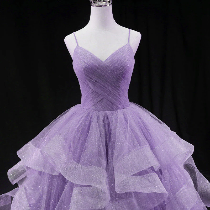 Solvbao Cute Light Purple Tulle Long Layers Straps Party Dress, Sweet 16 Formal Gown - Deanwangkt