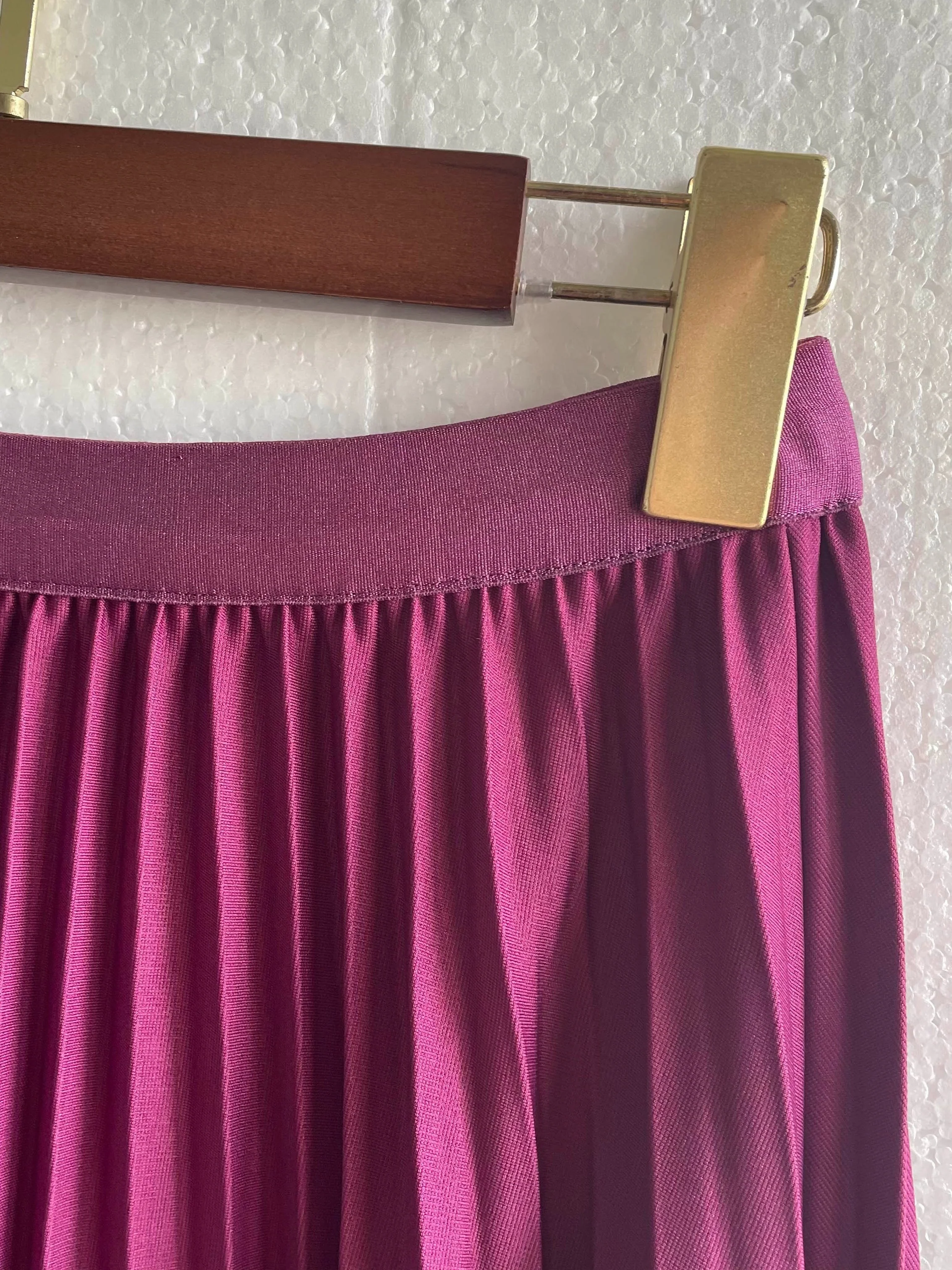 deanwangkt-1 Solid Pleated Skirts, Elegant High Waist A Line Midi Skirts, Women's Clothing - Deanwangkt