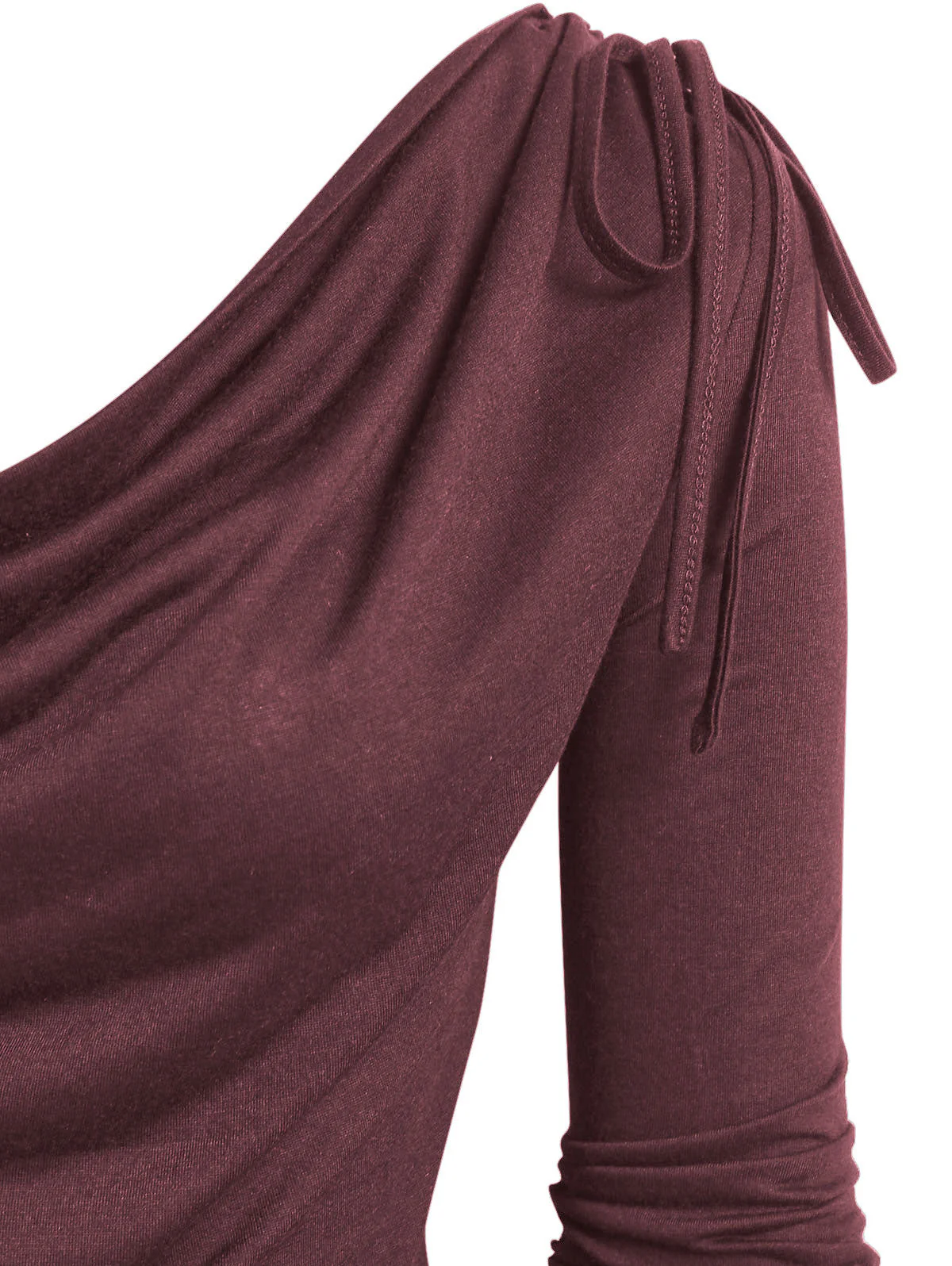 deanwangkt   Cowl Neck Cinched O Ring Tee Long Sleeve Loose Tops  Women's Spring Autumn Style Blouses Shirt - Deanwangkt