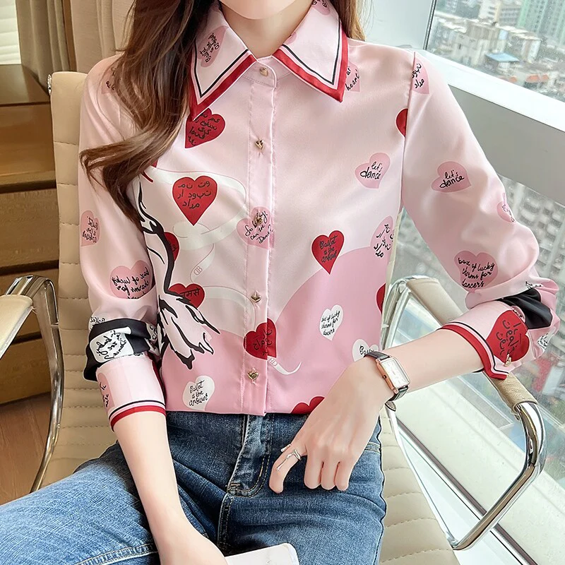 deanwangkt Spring Summer Women's Blouses New chic printing ladies shirts Long Sleeve Shirts Tops Blusas Mujer - Deanwangkt
