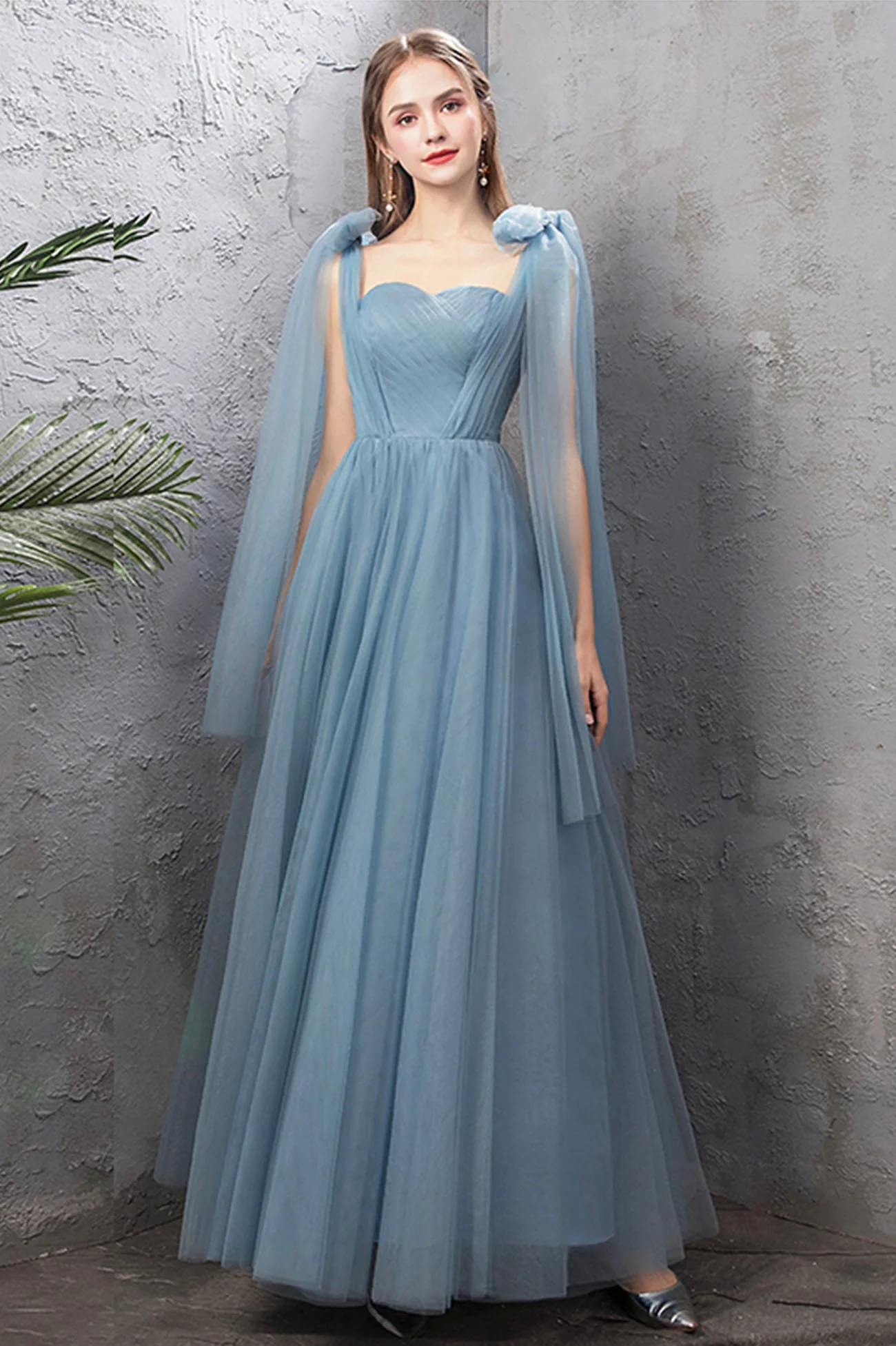 solvbao Blue Tulle Long Prom Dresses, Blue Tulle Bridesmaid Dresses - Deanwangkt