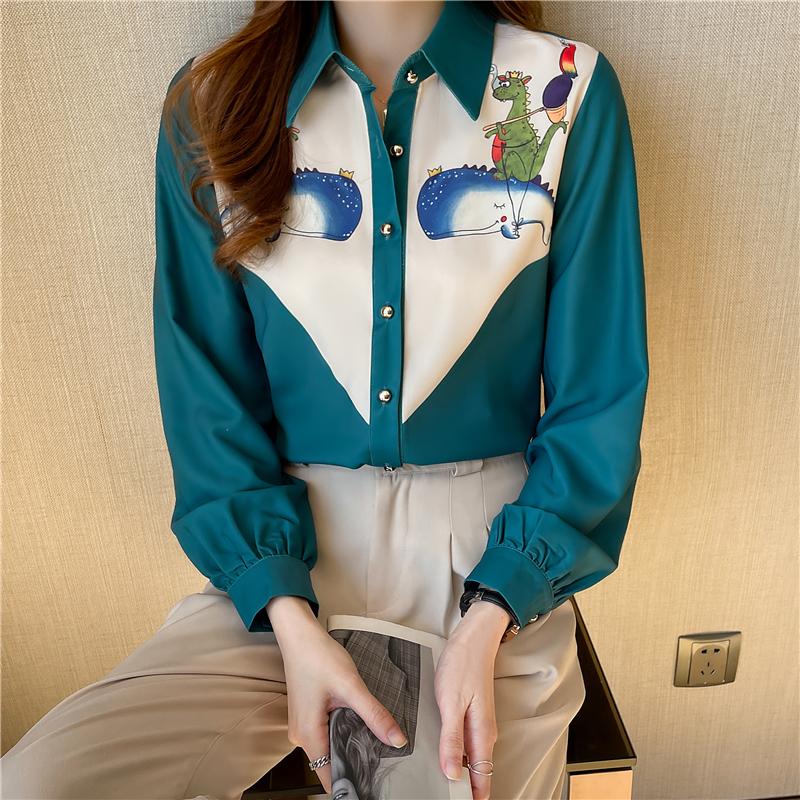 deanwangkt fashion printing ladies shirts Women's Blouses  Spring Summer Long Sleeve Shirts Tops Blusas Mujer - Deanwangkt