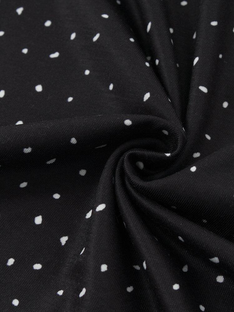 deanwangkt Women Cartoon Cat Spot Print Round Neck Casual Raglan Sleeve Blouses - Deanwangkt