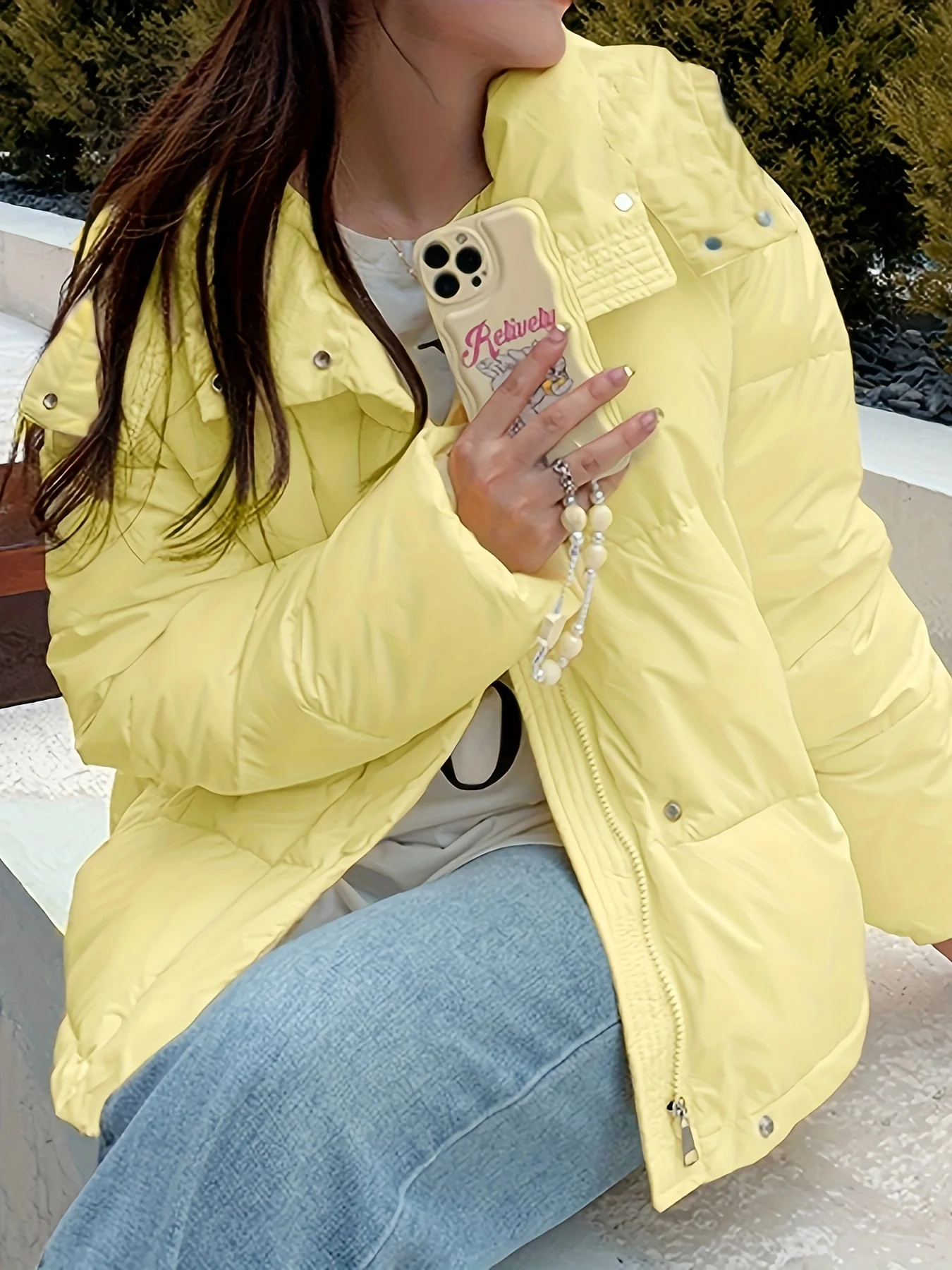 deanwangkt-1  Zip Up Hooded Warm Coat, Casual Solid Long Sleeve Winter Outerwear, Women's Clothing - Deanwangkt