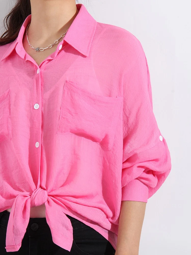 deanwangkt Beach Oversized Shirt Women Summer  Bat Sleeve Top Transparent Blouses Summer Covers Shirts For Women Beach Tops - Deanwangkt