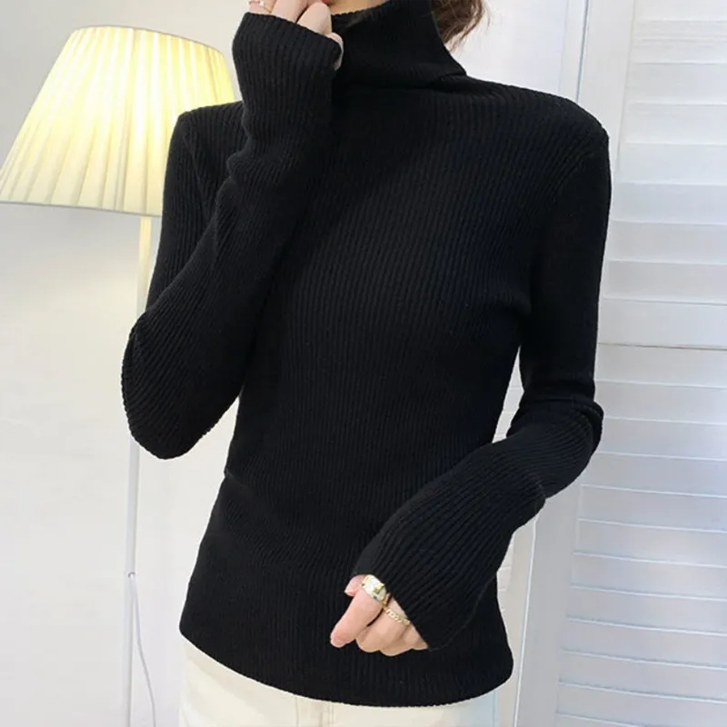 deanwangkt New Knitting Pullover Sweater Long Sleeve Bottom Shirt Slim Turtleneck Sweaters Autumn Winter Soft Blouse Jumpers For Women - Deanwangkt