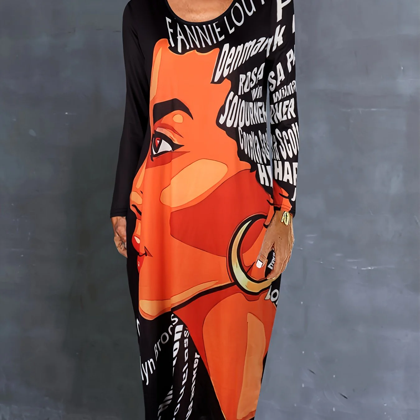 Women's Dresses Fashion Round Neck Long Sleeve Loose Dresses - Deanwangkt