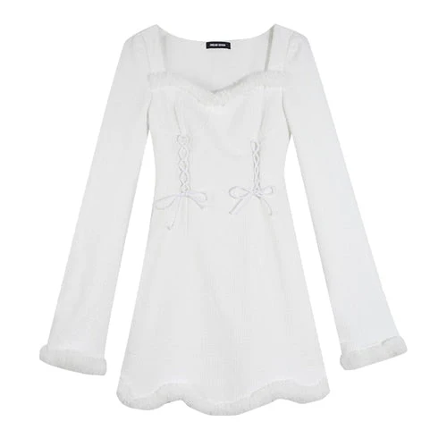 deanwangkt  Winter Sweet Christmas Dress Women Red Kawaii Lolita Party Mini Dresses Warm Korean Night Dresses Ladies Festival Clothing - Deanwangkt