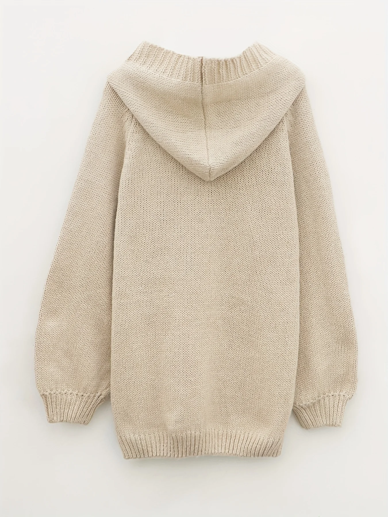 Solid Lace Up Drawstring Hooded Sweater, Casual Long Sleeve Loose Sweater For Fall & Winter, Women's Clothing - Deanwangkt