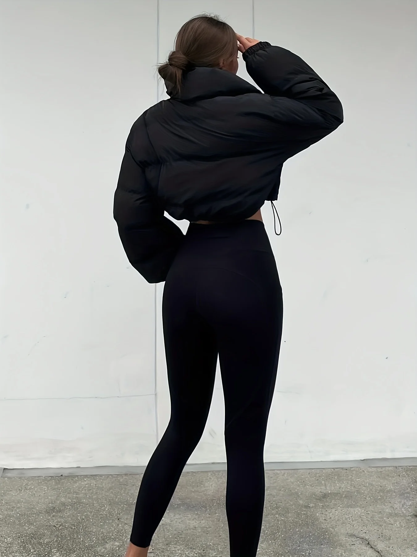 Solid Full Zipper Crop Coat, Warm Stand Collar Lightweight Coat, Outerwear For Fall & Winter, Women's Clothing - Deanwangkt