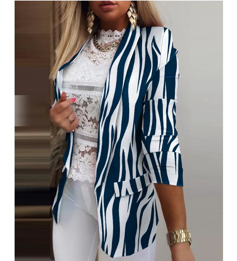 deanwangkt Office Ladies Autumn Simple Solid Blazer Coats Elegant Turn-Down Collar Cardigan Outerwear Suit Casual Long Sleeve Women Jackets - Deanwangkt