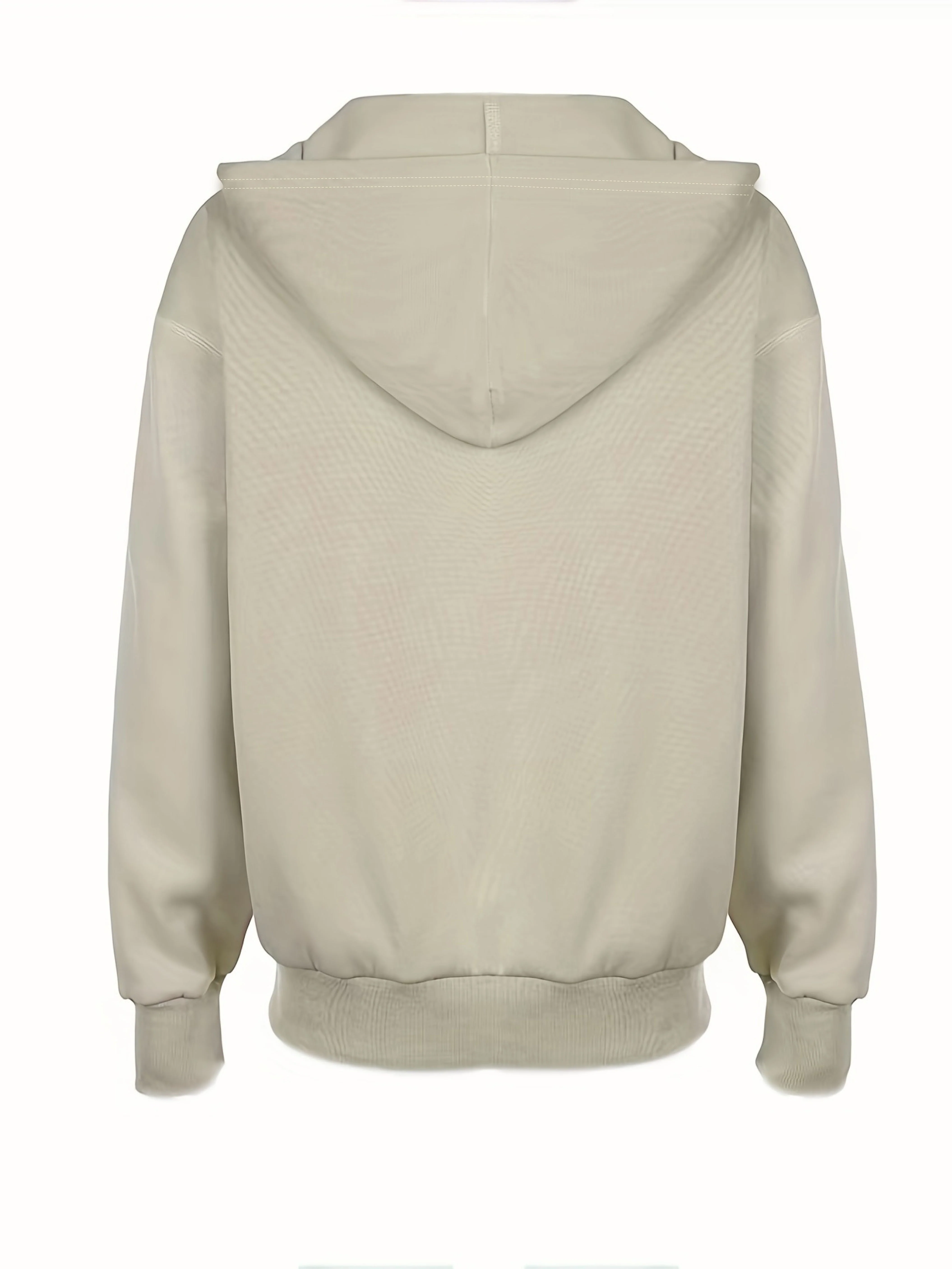 Graphic Print Zip Up Pocket Hoodie, Y2K Long Sleeve Drawstring Hoodies Sweatshirt, Women's Clothing - Deanwangkt