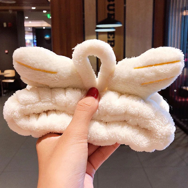 Wash Face Hair Holder Hairbands Soft Warm Coral Fleece Bow Animal Ears Headband For Women Girls Turban Fashion Hair Accessories - Deanwangkt