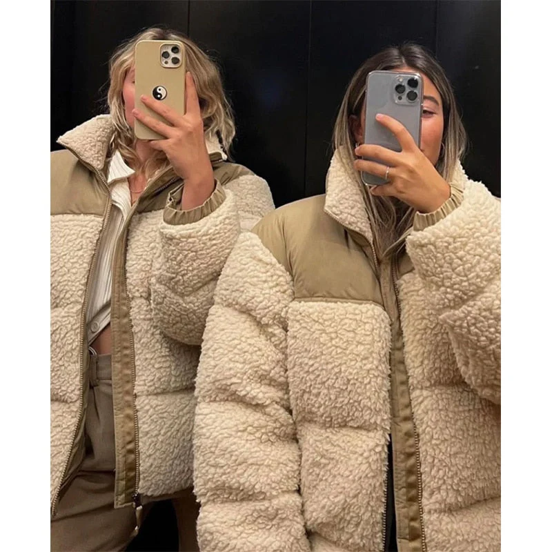 deanwangkt Thick Warm Teddy Jacket Women Winter Suede Fur Fleece Jacket Coat Faux Shearling Outerwear Coats Female Lamb Puffer Jackets Man - Deanwangkt
