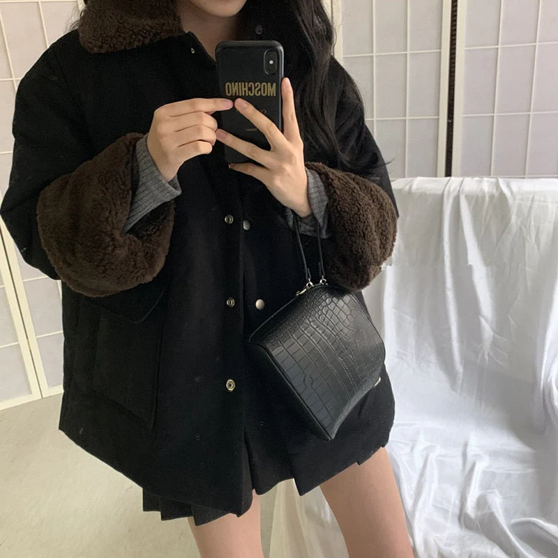 deanwangkt  Lambswool Retro Coats Fashion Thicken Elegant Warm Hot  Winter High Street New Casual All Match Loose Jackets - Deanwangkt