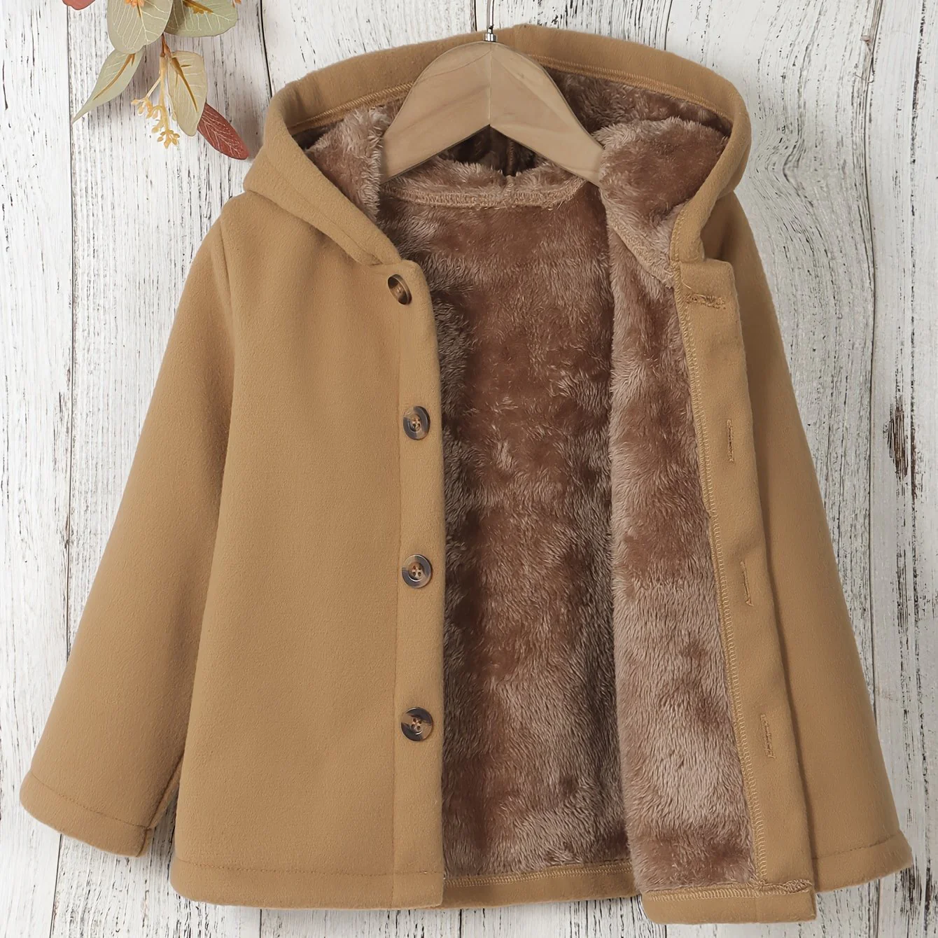 Hooded Fleece Jacket With Button Casual Long Sleeve Hoodies For Autumn And Winter, Everyday - Deanwangkt