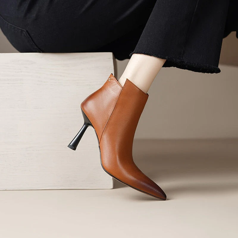 Wenkoubon Autumn Shoes    Women Genuine Leather Shoes for Women Pointed Toe Ankle Boots Super High Heel Shoes Winter Thin Heel Modern Boots - Deanwangkt