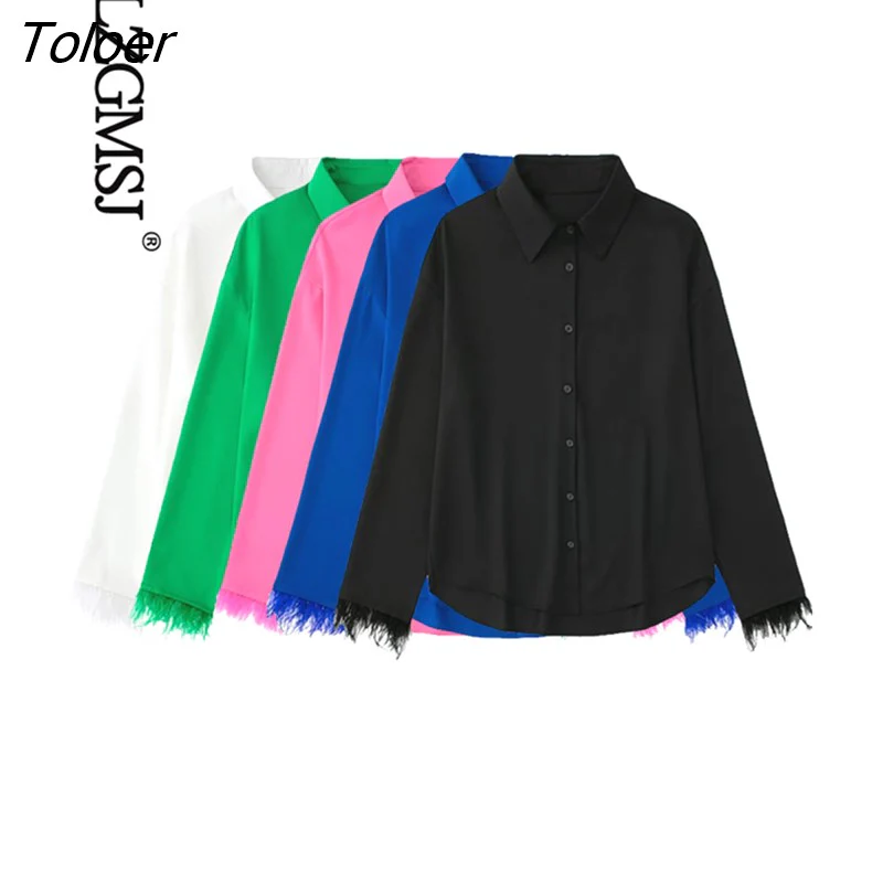 deanwangkt  Women Solid Feather Decorate Shirt Blouse Long Sleeve Chic Female Office Lady Tops 08 - Deanwangkt