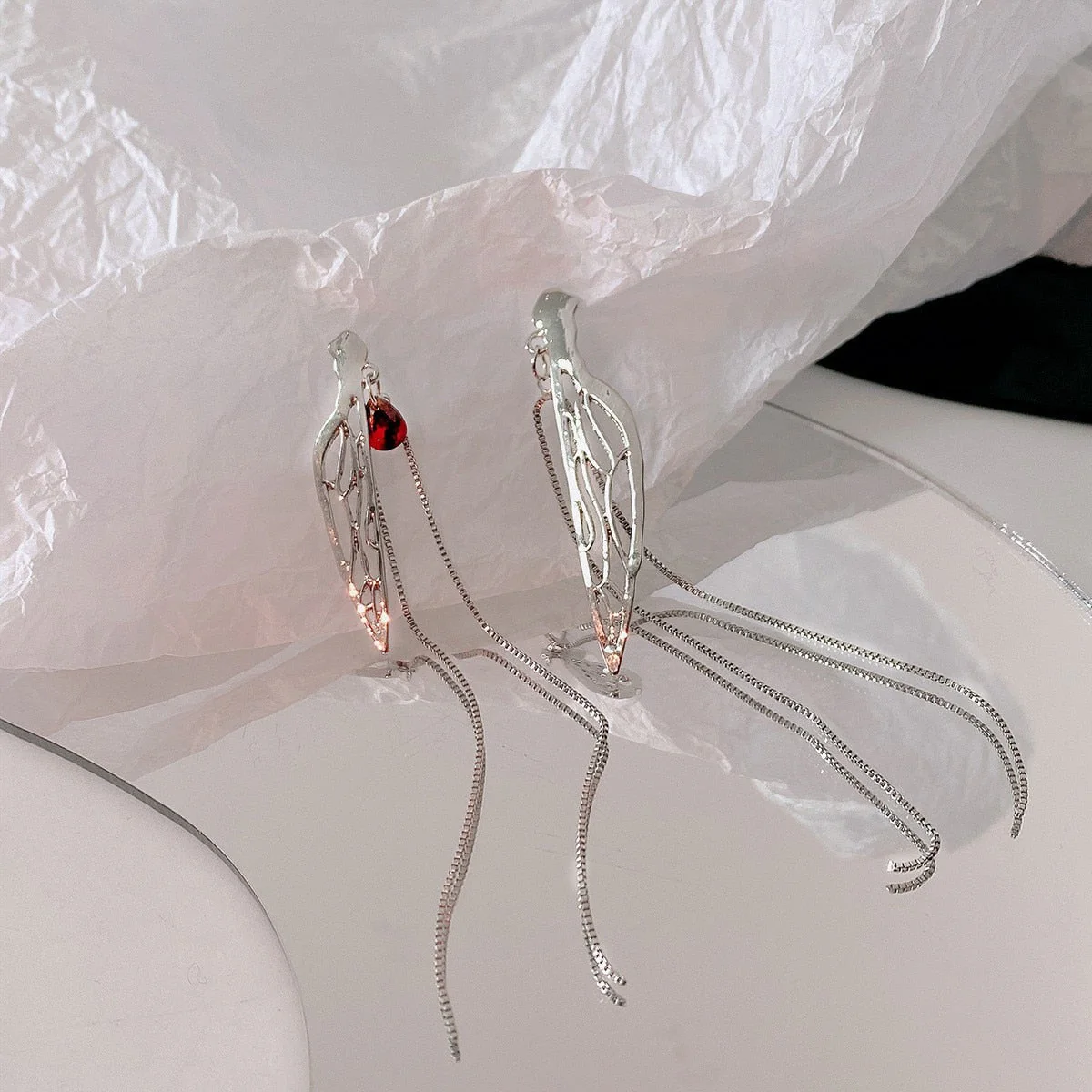 deanwangkt New Punk Style Liquid butterfly Stud Earring for Woman Cool Metal Butterfly Earrings Y2K Aesthetic Jewelry Party Gift - Deanwangkt