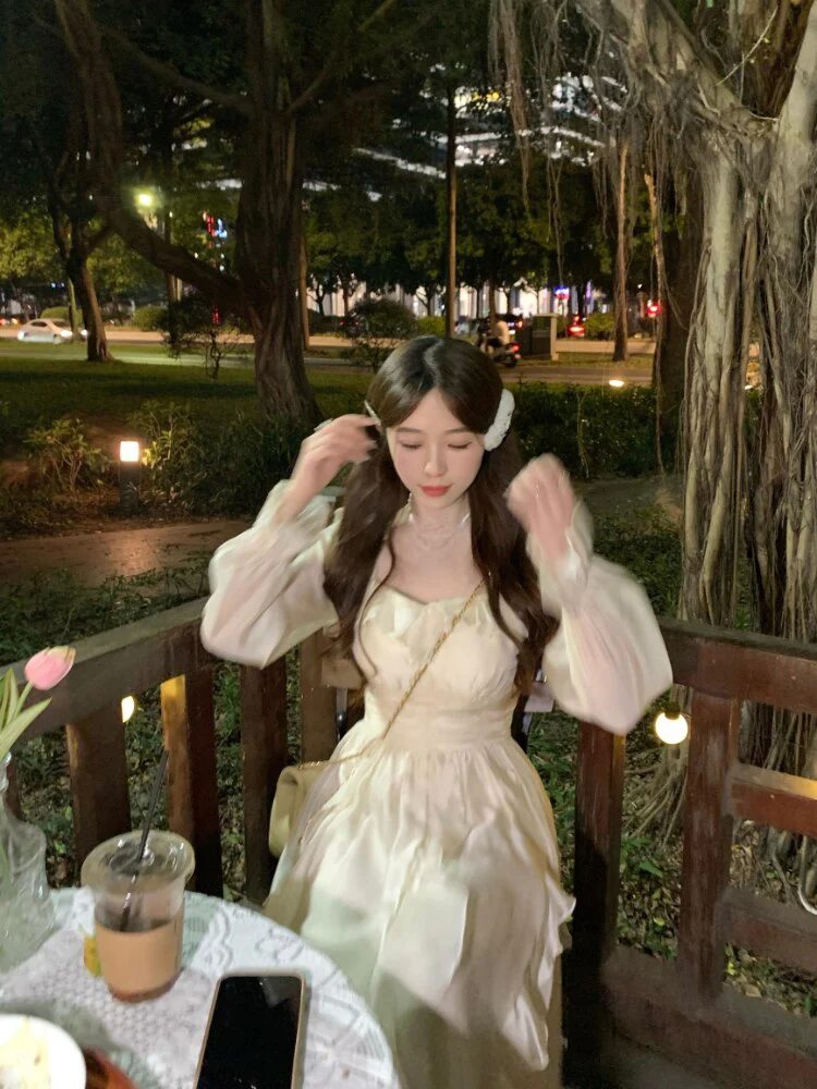 Joskka Solid France Style Elegant Dress Women Flare Sleeve Sweet Fairy Midi Dress Ladies High-waisted Chic Party Dress Summer  New - Deanwangkt