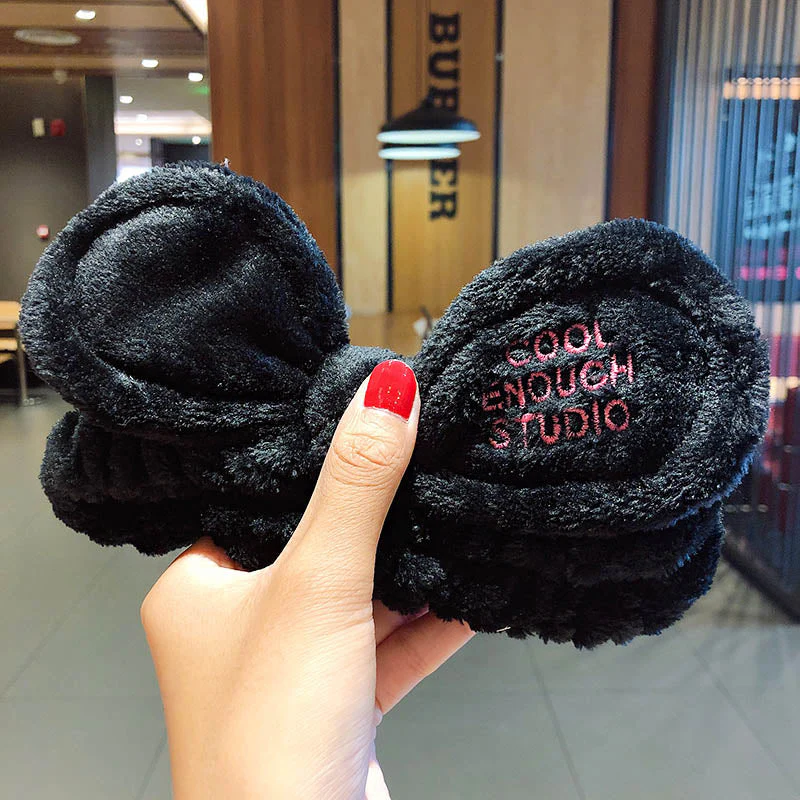 Wash Face Hair Holder Hairbands Soft Warm Coral Fleece Bow Animal Ears Headband For Women Girls Turban Fashion Hair Accessories - Deanwangkt