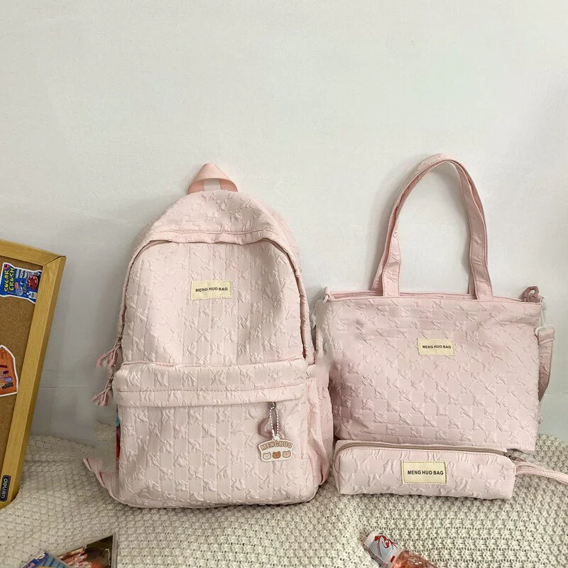 BACK TO SCHOOL   Kawaii Set Bag for Girls Schoolbag Fashion Cute Backpack Teens Bookbag Laptop Rucksack Women Travel Shoulder Mochila - Deanwangkt