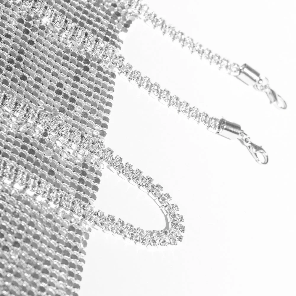 SRUBY Sexy Backless Metal Party Summer Dress Women Beach Night club Mini slip dress Glitter Sequin ladies Dresses  Christmas - Deanwangkt