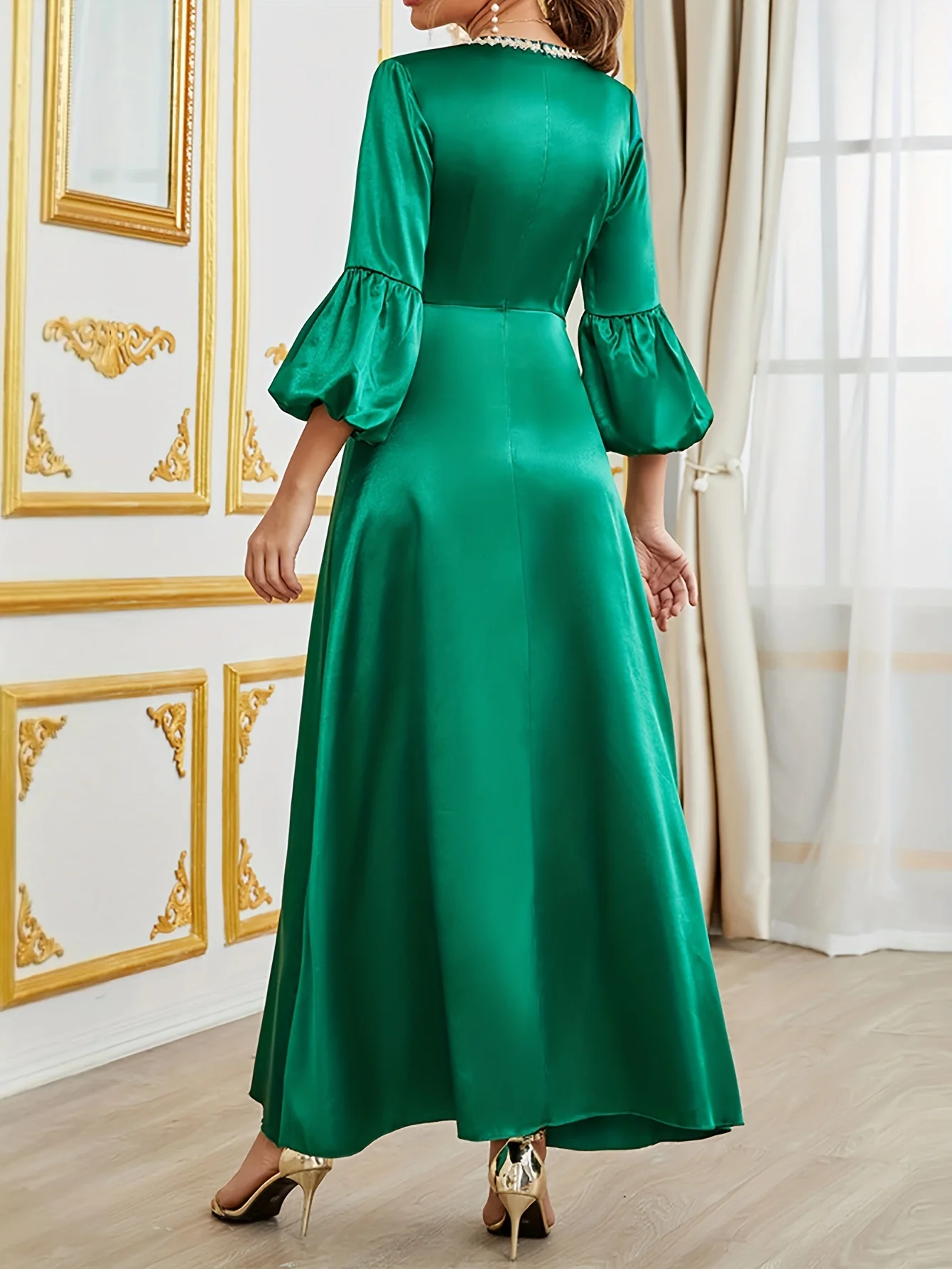 Floral Print Notched Neck Dress, Elegant Dress For Spring & Fall, Women's Clothing - Deanwangkt