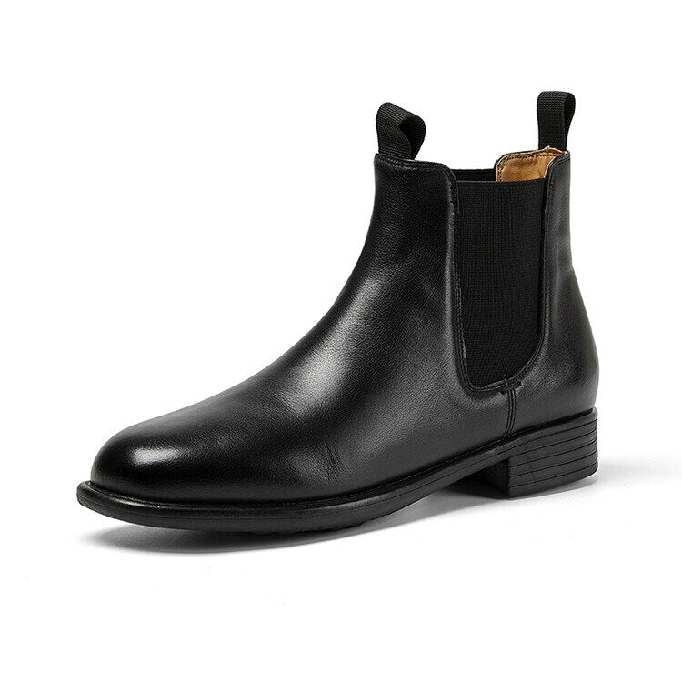 deanwangkt Autumn Shoes    Autumn Women Boots Genuine Leather Boots Women Round Toe Chunky Heel Boots Winter NEW Short Boots Retro Leather Shoes for Women - Deanwangkt