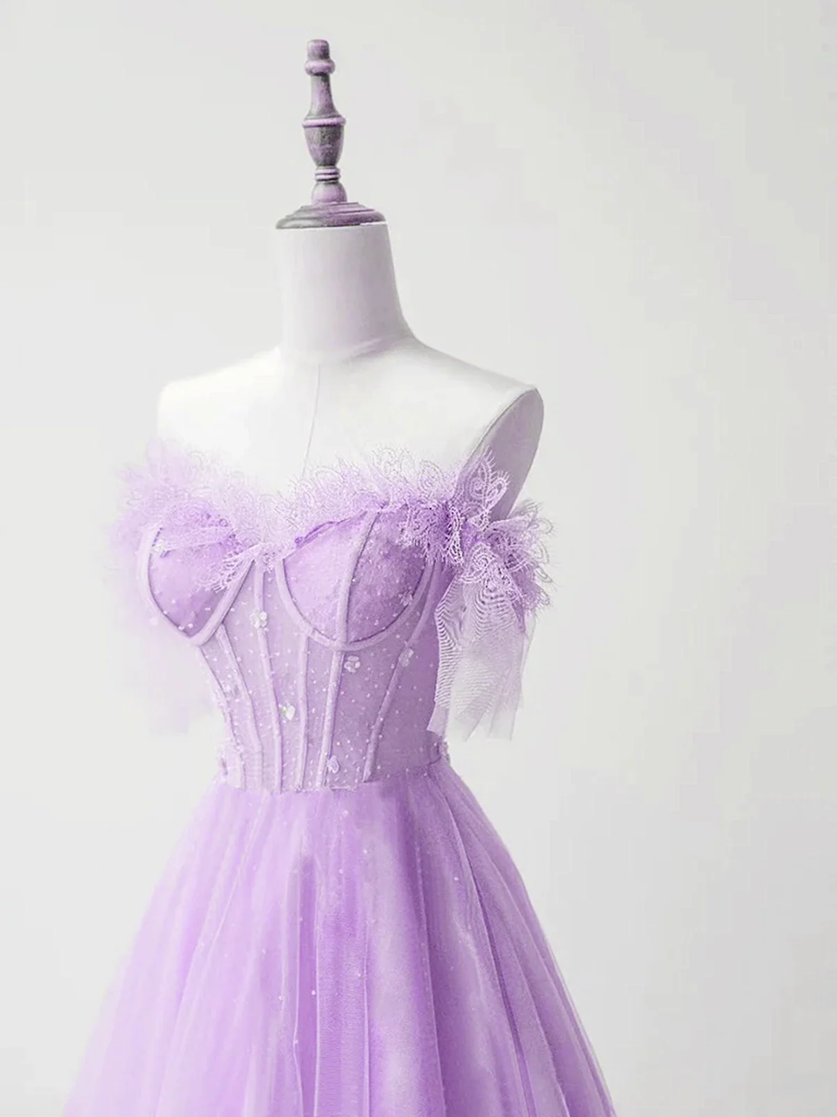 Solvbao Light Purple A-line Sweetheart Tulle Formal Dress, Light Purple Long Prom Dress - Deanwangkt
