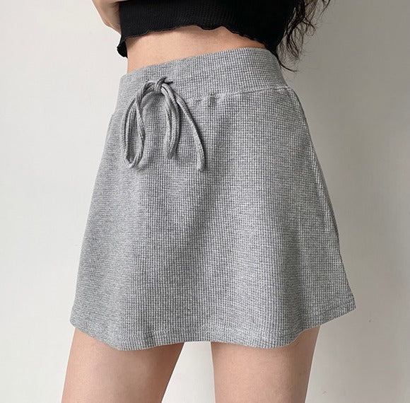 deanwangkt - Waffle Drawstring Skirt - Deanwangkt
