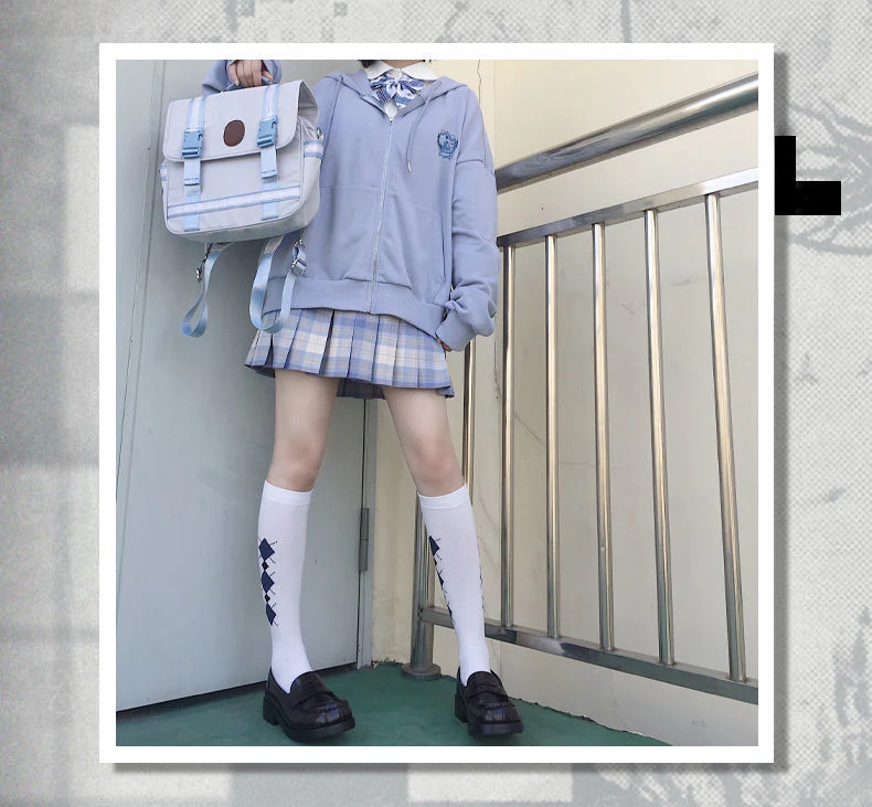 deanwangkt  Japanese Kawaii Zipper Hoodies Women Autumn Harajuku Oversized Preppy Style Jk Uniform Sweatshirt Soft Girl Cute Fashion - Deanwangkt