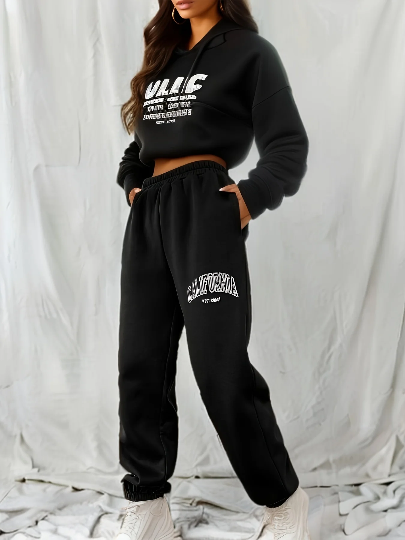 deanwangkt-1 Letter Graphic Elastic Waist Sweatpants, Casual Sports Pants, Women's Athleisure - Deanwangkt