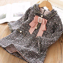 deanwangkt Baby Girl Clothes  Children Suits Korean Version Small Fragrance Girl Plaid Doll Collar Jacket + Love Vest Skirt 2Pcs Clothes Suit Wool Coat - Deanwangkt