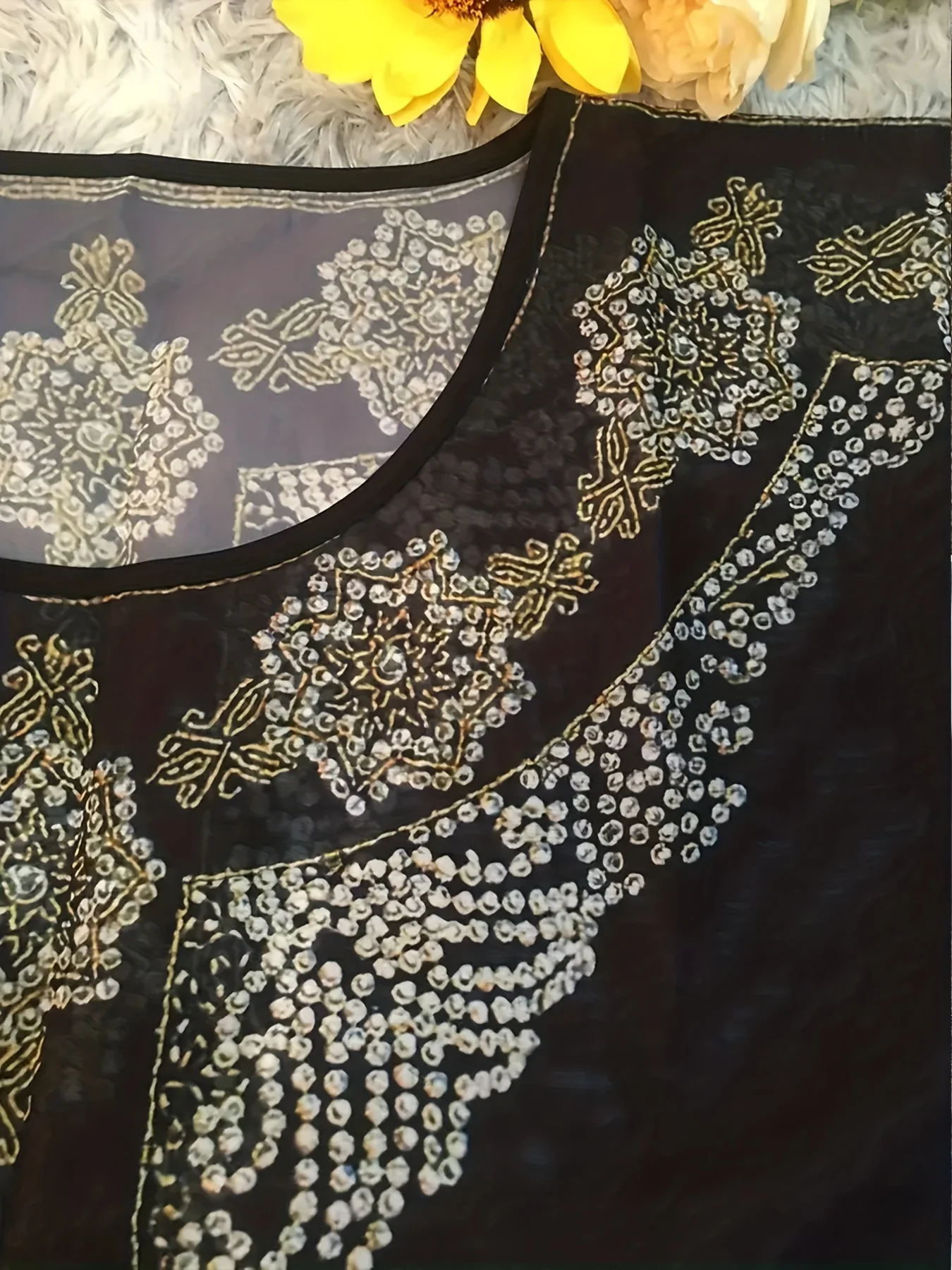 Contrast Trim Batwing Sleeve Kaftan Dress, Elegant Maxi Length Crew Neck Dress, Women's Clothing - Deanwangkt