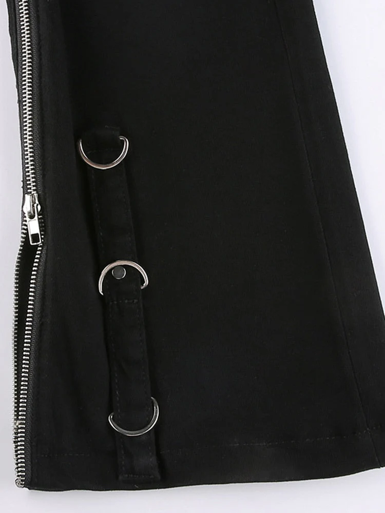 deanwangkt Emo Dark Cyber Y2k Pants Hippie Cargo Bodycon Gothic Punk Alt Baggy Jeans Rivets Black Women Goth Hip Hop Kpop Academia Pants - Deanwangkt