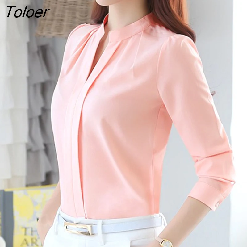 deanwangkt Oversized Chiffon Blouse Women  Long Sleeve O-neck White Shirt Women Office Lady Elegant Women Blouses Blusas 861B - Deanwangkt