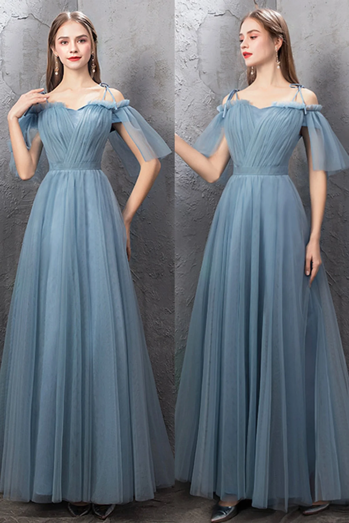 solvbao Blue Tulle Long Prom Dresses, A-Line Simple Evening Dresses - Deanwangkt