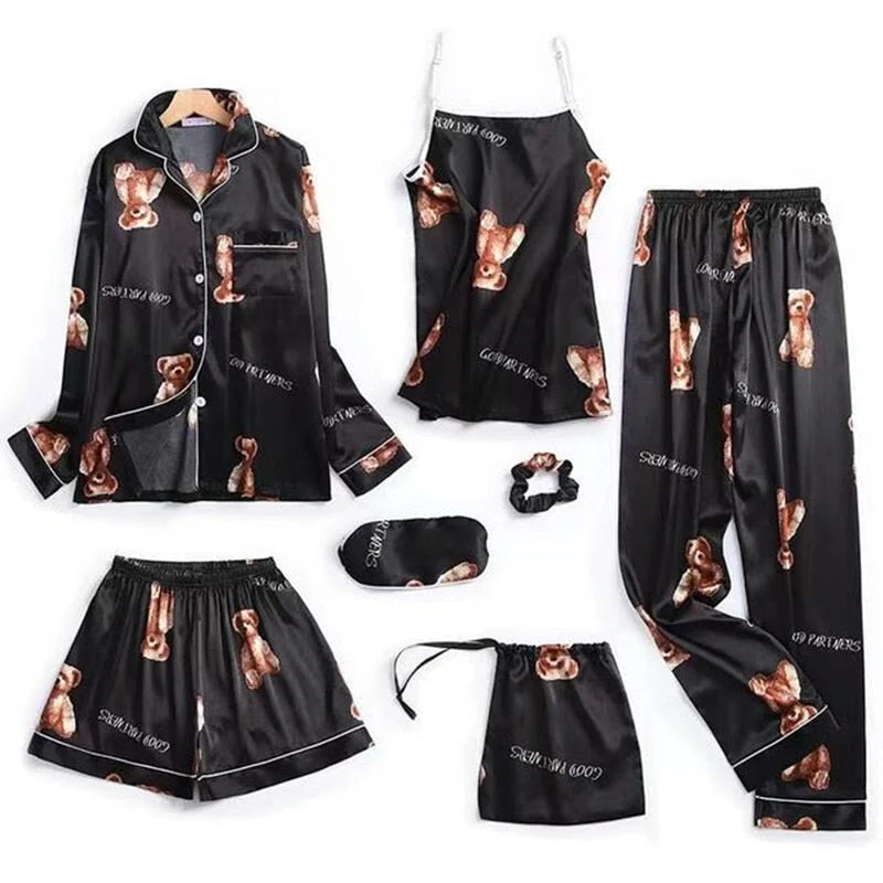 deanwangkt Pajamas Set Women Summer Sexy Flower Pyjamas Sexy Female Long Sleeve Shirt Pants Handwork Stitch Lingerie Striped Mom Sleepwear - Deanwangkt