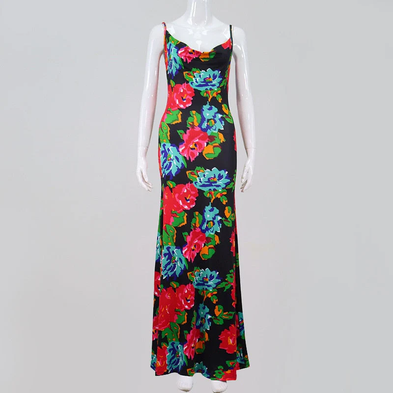 deanwangkt Sexy Off Shoulder Print Summer Long Dress Women Backless Bandage Beach Dresses Female Casual Party Boho Vestidos - Deanwangkt