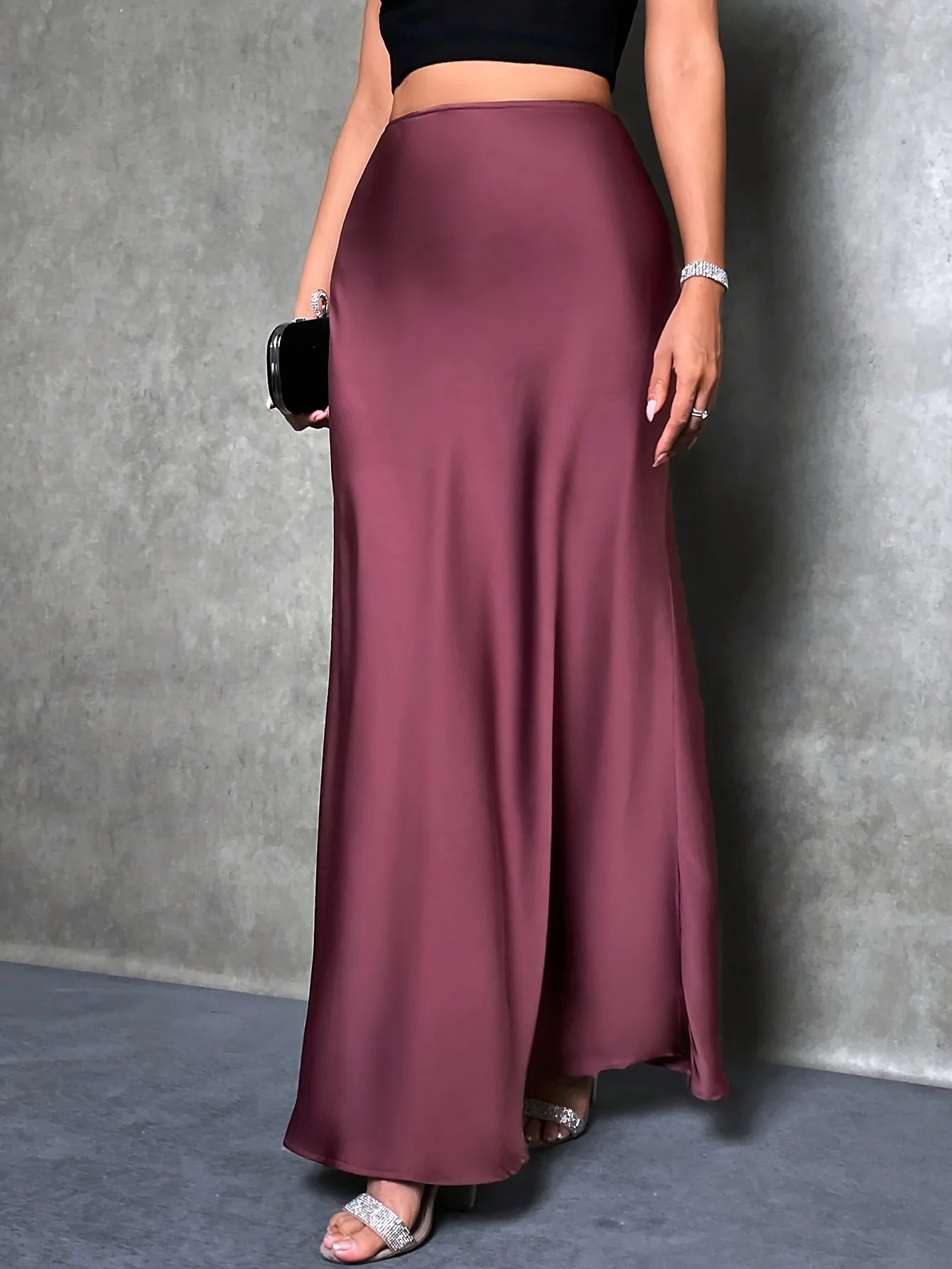 Solid Bodycon Maxi Skirt, Elegant Skirt For Party & Banquet, Women's Clothing - Deanwangkt