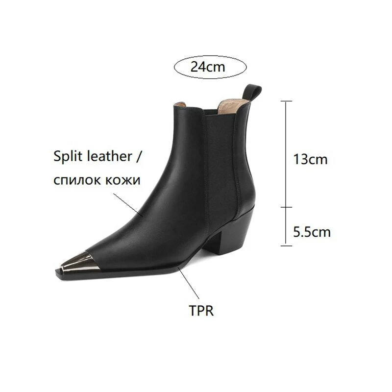 deanwangkt  fashion inspo   NEW Fall Women Boots Pointed Toe Chunky Heel Shoes for Women Black Split Leather Shoes Winter Concise Western Boots Cowboy Boots - Deanwangkt